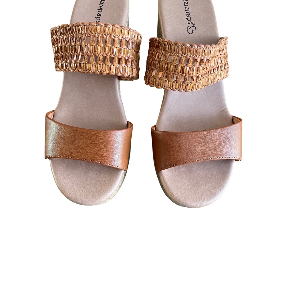 Baretraps Womens Brown Woven Strap Cork Platform Block Heel Slide Sandals Size 8 - Picture 6 of 8